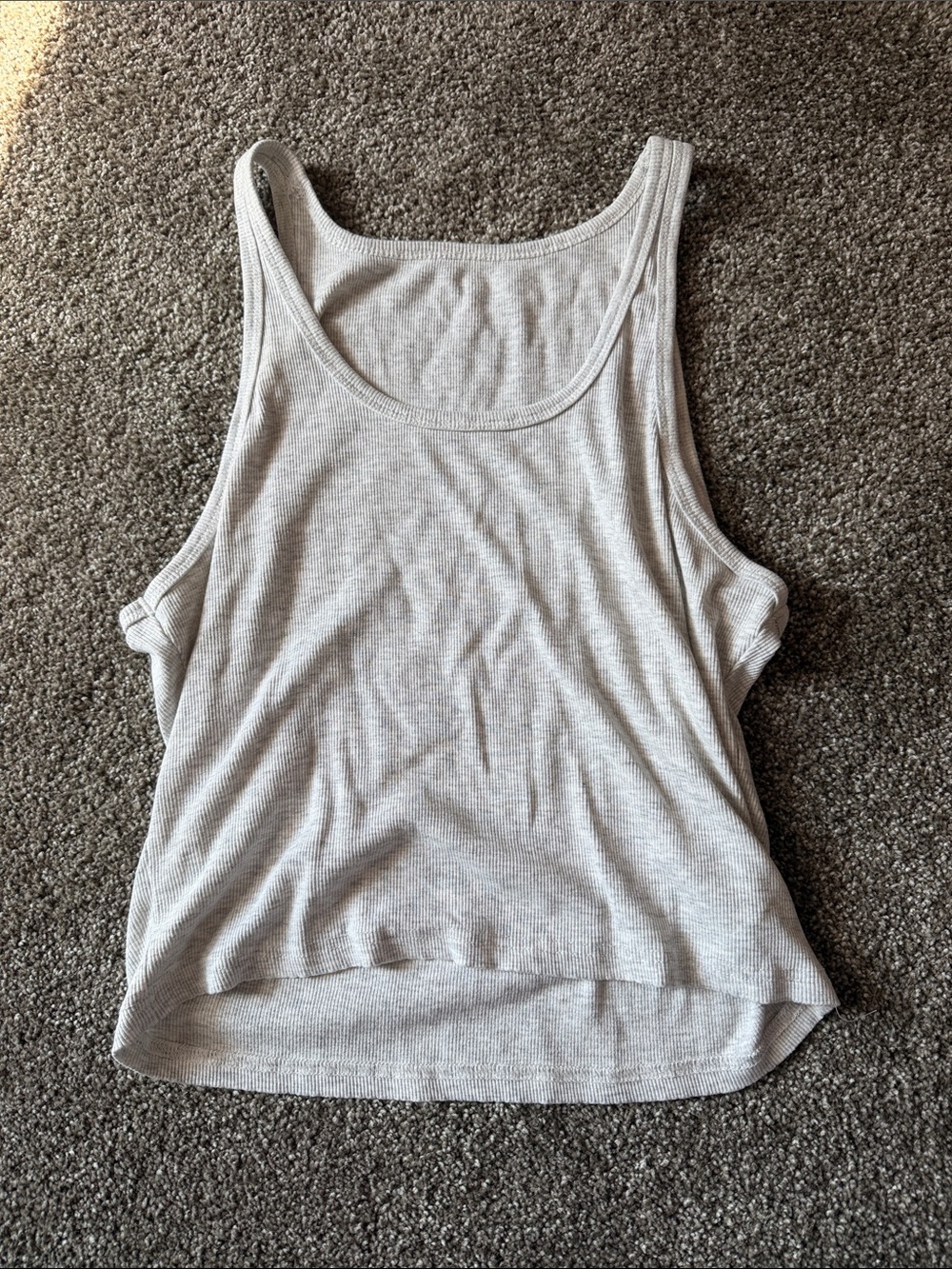 Women’s Ribbed Tank Top in Light Gray — Sleeveless Scoop Neck